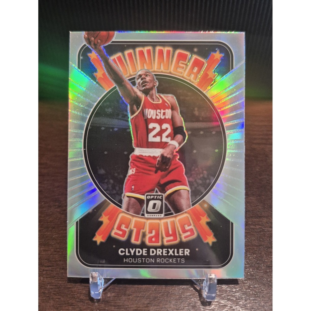 2021-22 Panini Donruss Optic Winner Stays Clyde Drexler #15 Silver Holo Prizm